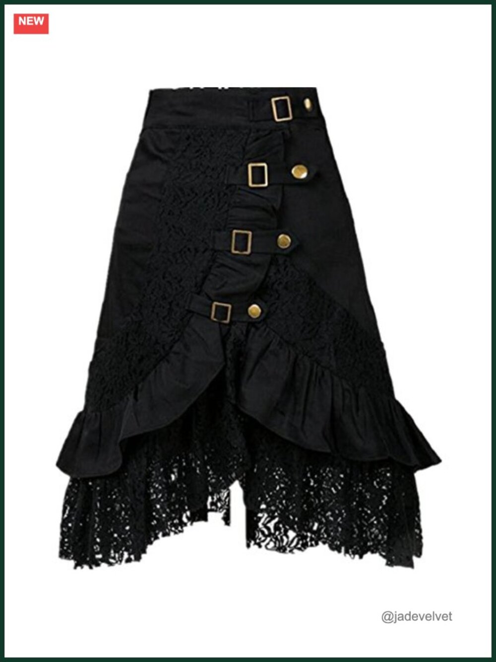 Steampunk Gothic Lace High Low Skirt Asymmetrical Ankle Length